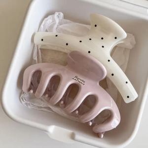 대형 아크릴 드래곤 본 샤크 헤어 클립 프렌치 스타일 폴카 도트 아크 백 오브 헤드 헤어 클로 클램프 헤어 액세서리