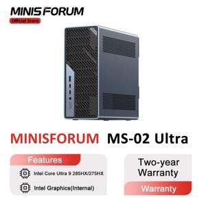 MINISFORUM MS-02 울트라 미니 PC 인텔 코어 울트라 9 285HX/275HX DDR5 슬롯*4 PCIe 5.0 x16 확장 Wi-Fi 7 블루투스 5.4 PC