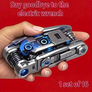 16-in-1 소켓 렌치 세트, 미끄럼 방지 회전 헤드. 가정 및 자동차 수리를 위한 내구성 있는 스테인리스 스틸. 간편하고 만능적인 도구.
