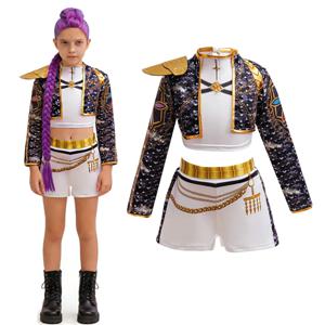 4 5 6 7 8 9 10 11 12세 K-POP 소녀 의류 세트 코스프레 3피스 소녀 정장 한국 버전 생일 파티 의상 어린이 옷