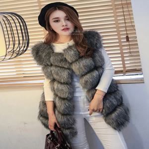 ZADORIN 4XL 여성 모피 양복 조끼 겨울 따뜻한 가짜 여우 모피 조끼 여성 고급 카파 패션 오-넥 긴 모피 코트 가디건