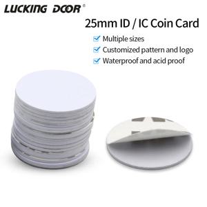 100 개/묶음 125khz 13.56mhz RFID 태그 키 체인 TK4100 접착 스티커 코인 카드 NFC ID IC 카드 키 직경 25mm DIY, 읽기 전용