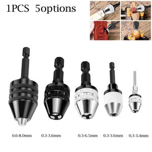 드릴 척 열쇠가 없는 스크루드라이버 임팩트 드라이버 어댑터 전기 모터 전동 공구 클램프 척 고정 장치 6.35mm 육각 섕크 드릴 비트