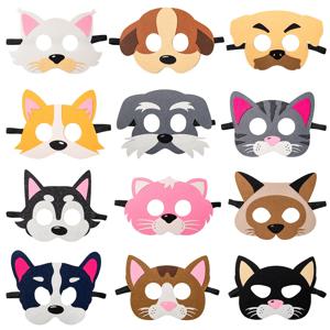 고양이 펠트 세트, 만화 강아지 장난감 마스크 원피스, 테마 파티 생일 코스프레, 동물 테마 가장 무도회, 12 개