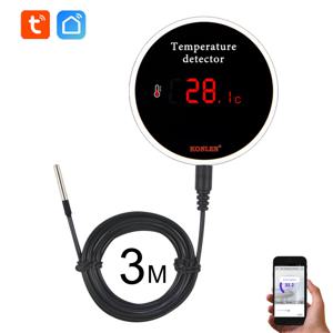 KONLEN Tuya Wifi 온도 센서 3m 와이어 프로브 디지털 Smartlife 온도계 스마트 홈 워터 풀 온도 조절기 원격 알람