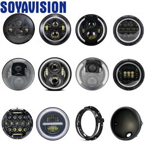 오토바이 LED 헤드라이트 하이 로우 빔 DRL 방향 지시등, 할리 지프 랭글러 JK LJ CJ 허머 H1 H2 용 원형 헤드램프, 7 인치, 1PC