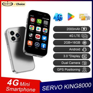 SERVO KING8000 4G 셀룰러 네트워크 미니 스마트폰 안드로이드 10.0 2GB+16GB 3인치 디스플레이 5MP 카메라 듀얼 SIM(플레이 스토어 WhatsAPP 포함)