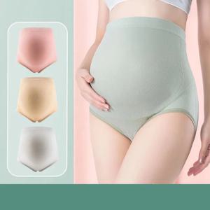 임신 한 여성 팬티 여성 높은 허리 배꼽 지원 임신 원활한 코튼 솔리드 컬러 속옷 편안한 팬티
