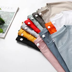 남성용 단색 라운드넥 면 반팔 티셔츠, 편안한 상의, 여름