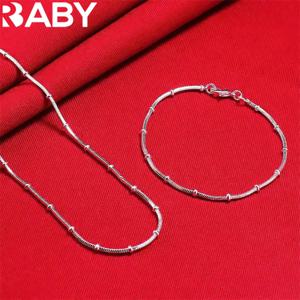 고급 최고 브랜드 925 스털링 실버 팔찌 목걸이 쥬얼리 세트 비즈 여성을위한 뱀 뼈 체인 남자 웨딩 파티 선물