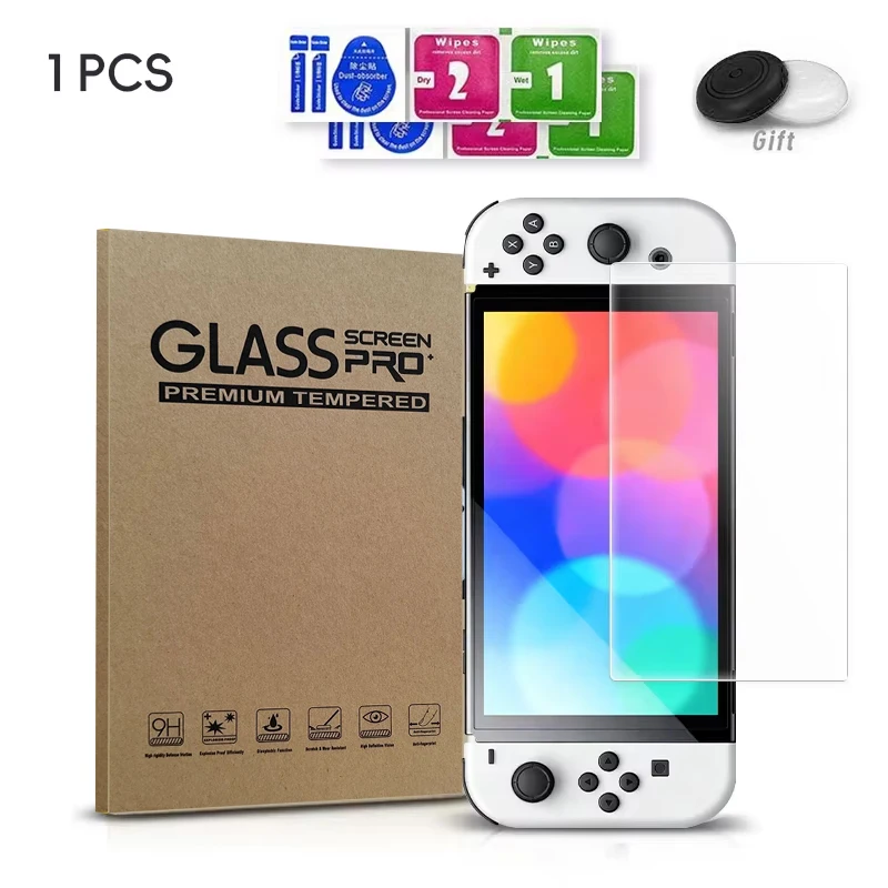 데이터 프로그 스위치 OLED용 강화유리 스크린 보호필름, 9H 경도 HD 투명 보호필름
