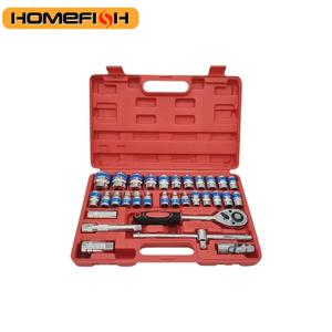 32피스 정비 공구 세트 1/2인치 드라이브 표준 딥 소켓 라쳇 렌치 세트 자동차 수리용