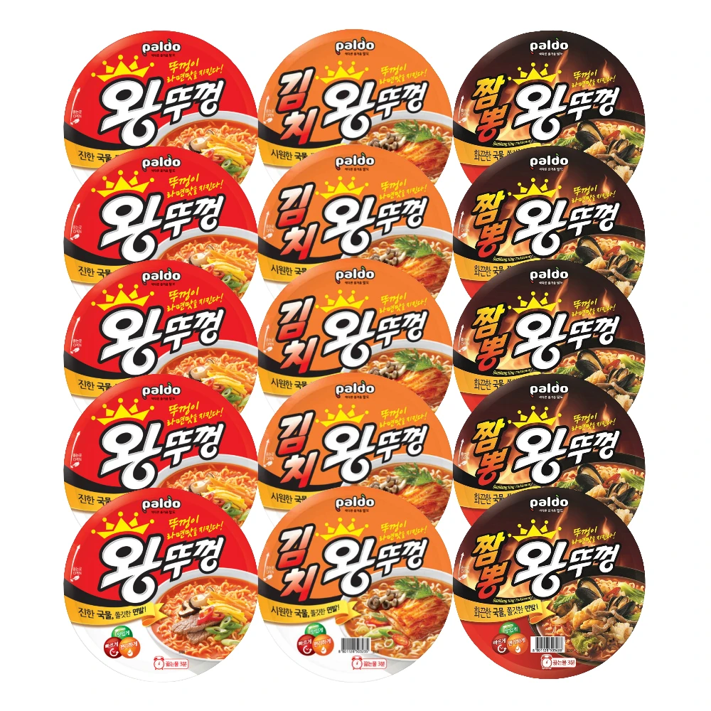 팔도 왕뚜껑 110g x 5개+김치왕뚜껑 110g x 5개+짬뽕 왕뚜껑 110g x 5개