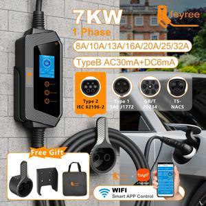 feyree Type2 / Type1 / GBT / TS-NACS 소켓 32A 7KW 가정 및 실외 사용을 위한 1단계 스마트 APP Wi-Fi 제어