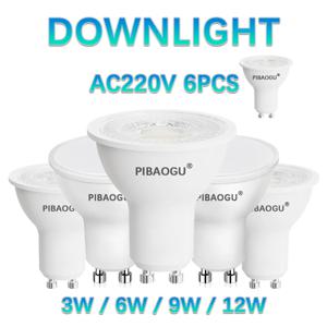 6PCS LED 전구 GU10 AC220V Lampada 3W-12W 120/38 LED 조명 깜박임 없음 교체 50W 할로겐 스포트라이트 가정용 조명