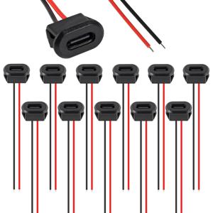 20PCS Type-C 암 섀시 2 핀 Type-C 암 소켓 커넥터 방수 잭 암 충전 포트 (카드 버클 3A USB-C 포함)