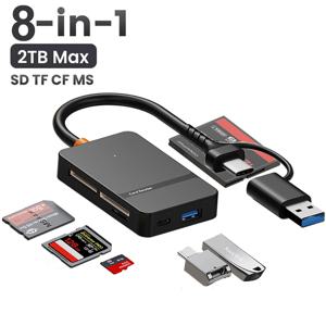 USB C 8-in-1 카드 리더기 다기능 카드 리더기 지원 SD/TF/CF/MS 카드 읽기 5Gbps 쓰기 읽기 U 디스크 플래시 카드 어댑터