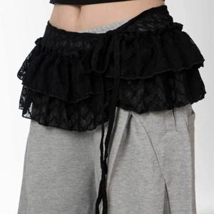 패션 Balletcore 레이스 미니 스커트 한국어 스타일 짧은 프릴 스커트 꽃 높은 허리 엉덩이 커튼 여성