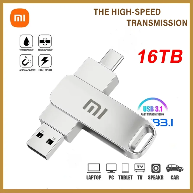 샤오미 2TB 16TB USB 플래시 드라이브 3.2 타입 C 펜드라이브 메모리 스틱 128GB 펜 드라이브 512GB 플래시 디스크 OTG PC 휴대폰 저장용 U 디스크