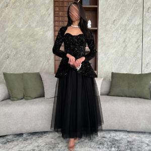 맞춤 제작 캐주얼 오간자 스팽글 주름 A라인 스윗하트 미디 드레스 맞춤 행사 고품질 심플