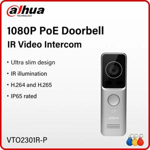 Dahua 2MP PoE 비디오 인터콤 울트라 슬림 초인종 카메라 IR 야간 투시경 전체 디지털 카드/APP/실내 모니터 잠금 해제 VTO2301R-P