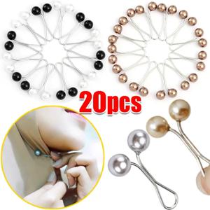 10-20 개/몫 안티 슬립 브로치 Headscarf 목도리 스카프 레이디 고정 핀 스카프 Hijab 클립 진주 세련된 브로치 여성 쥬얼리