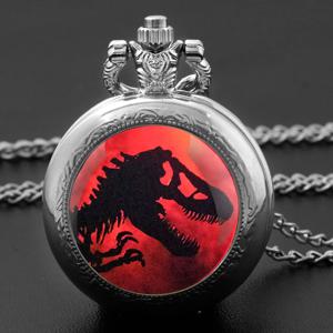 새로운 쥬라기 공원 공룡 유리 돔 석영 주머니 시계 목걸이 남자 여자 어린이 독특한 보석 펜던트 액세서리 선물