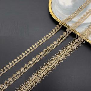 드레스 커프스용 5야드 DIY 골드 레이스 액세서리, 바코드 골드 스레드 레이스가 있는 단면 다이아몬드 모양의 레이스