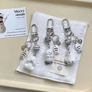 플로킹 만화 키 체인 귀여운 물개 펭귄 북극곰 펜던트 가방 장식 열쇠 고리 자동차 키 홀더 열쇠 고리 선물 유행