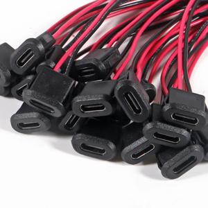 10pcs Type-C 암 섀시 2 핀 Type-C 암 소켓 커넥터 카드 버클이있는 방수 잭 암 충전 포트