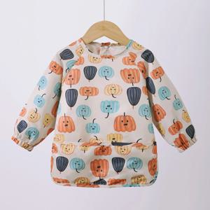 덴마크 아동용 긴팔 역방향 드레싱 아기 식탁보 슈퍼 소프트 방수 아기 식사 가방 오염 방지 수유