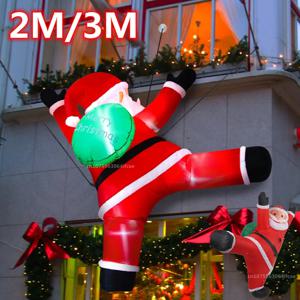 2M/3M 풍선 벽 등반 산타 클로스 선물 팩 모델 내장 LED 조명 크리스마스 파티 창 장식 소품
