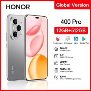 HONOR 400 Pro 5G 12GB+512GB 글로벌 버전 스마트폰 200MP AI 메인 카메라 6.7'' AMOLED 스크린 6000mAh 50W 무선 안드로이드 15