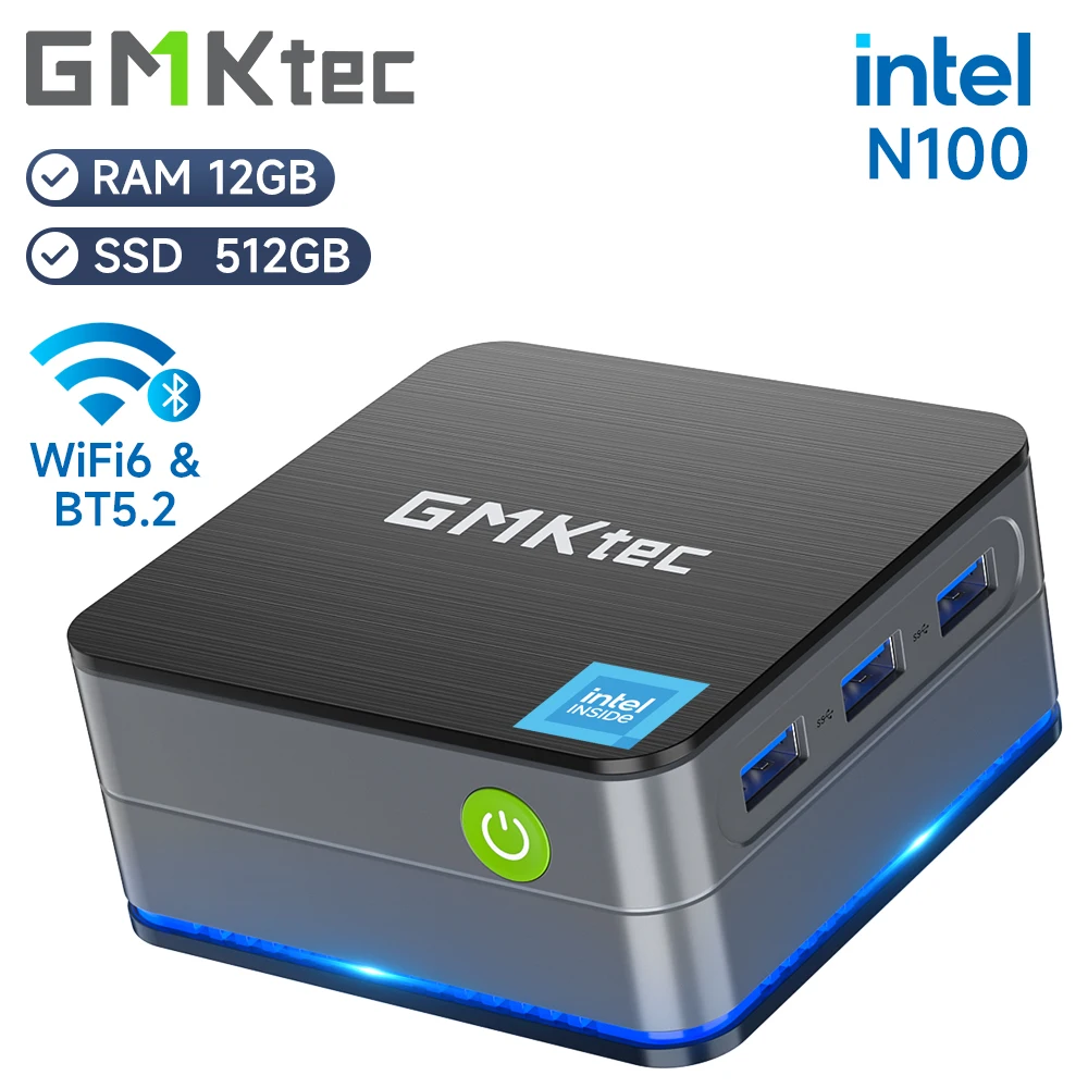 GMKtec G2 Mini PC Windows 11 Pro Intel 12.a generación Alder Lake N100 Mini PC DDR5 12GB RAM 512GB ROM WiFi 6 BT5.2 computadora de escritorio