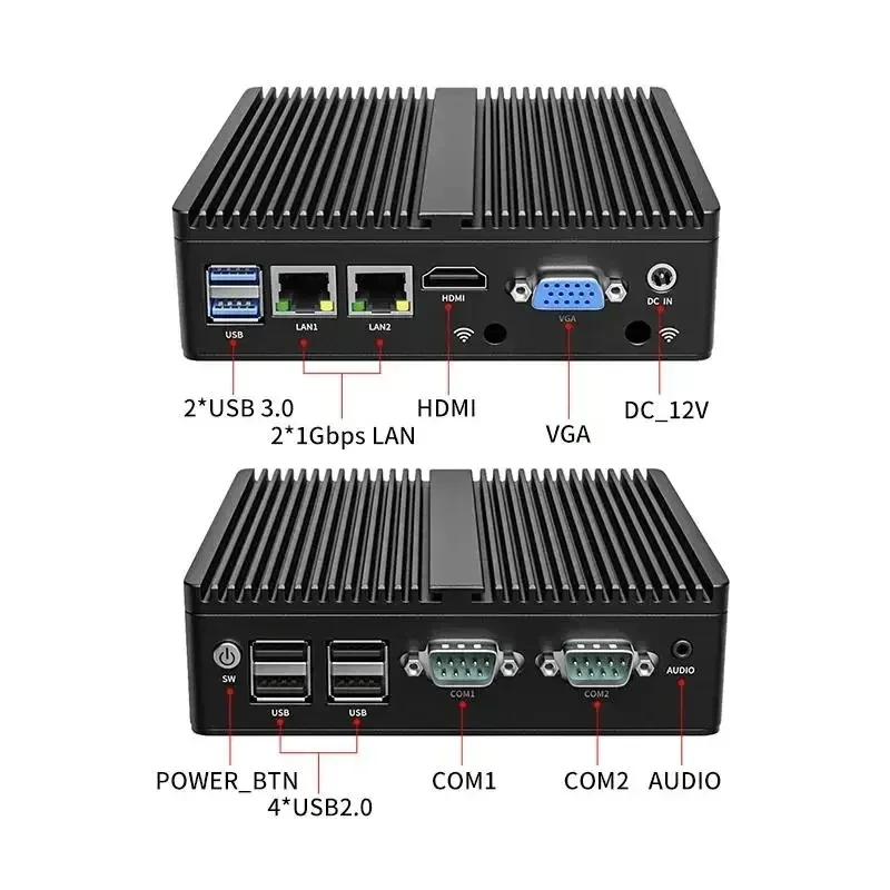 메탈 케이스 미니 PC 인텔 N2840 데스크탑 컴퓨터 Pfsense DDR3L Msata SSD 2Lan 2COM VGA HD 디스플레이