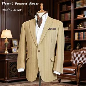 남성용 자켓 샴페인 헤링본 캐주얼 수트 블레이저 우아한 패션 슬림핏 자켓 싱글 브레스티드 편안한 의류 아우터