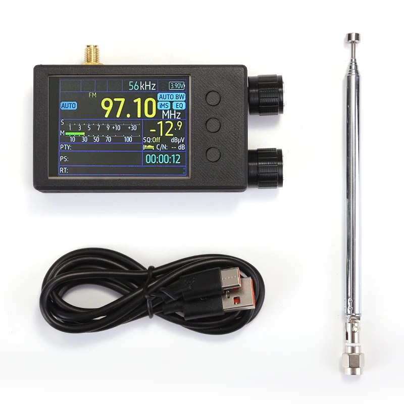 미니 블랙 휴대용 TEF6686 풀 밴드 FM/LW/MW/SW 라디오 수신기 2.4인치 터치 스크린