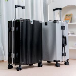패션 알루미늄 프레임 캐리어 20/22/24/26인치 지퍼 없는 기내용 트롤리 케이스 회전 바퀴와 콤비네이션 자물쇠 포함