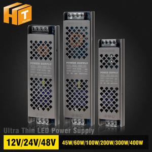울트라 얇은 LED 전원 공급 장치 DC12V 24V 48V 45W 60W 100W 200W 300W 400W LED 조명 스트립에 대 한 LED 조명 변압기