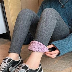 클라우드 벨벳 하이웨이스트 여성 레깅스 가을 겨울 슬리밍 9부 탄력 플러스 사이즈 타이트 스트라이프 따뜻한 바지