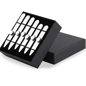 6개입 내구성 있는 스테인리스 스틸 칼라 스테이 자석형 박스 포함 셔츠 본 스티프너 인서트 비즈니스맨용 칼라 지지대