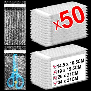 10-50개 봉투 충격 방지 패키지 흰색 버블 백 PE 투명 쿠션 커버 보호 포장 폼 포장 백 밀봉 가능