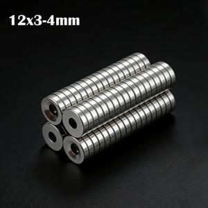 강력한 네오디뮴 자석 12x3-4mm 구멍이 있는 둥근 초강력 자석 NdfeB 영구 자석 Imanes DIY 냉장고 자석