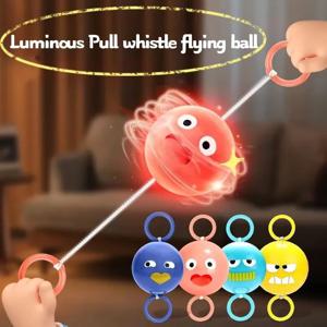 2개 발광 휘슬 볼 어린이 회전 플래시 플라이휠 퍼즐 당기는 줄 어린 시절 창의적 스트레스 해소 운동 장난감
