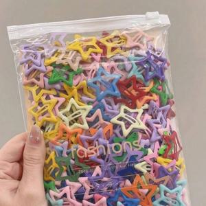 10/30/50개 컬러풀 스타 BB 헤어 클립 소녀용 Y2K 귀여운 스타 바렛 여성용 심플 메탈 스냅 클립 헤어 액세서리