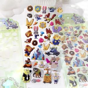 새로운 디즈니 주토피아 스티커 장난감 닉 와일드 주디스 레이버네 홉스 나무늘보 3D Pvc 버블 코튼 스티커 CCD 카메라 장식 선물
