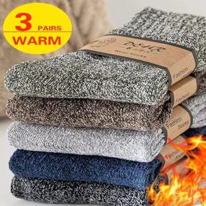 1/3 쌍 가을 겨울 두꺼운 타월 남성 양말 남성용 야외 스포츠 롱 양말 방한 방풍 눈 양말 선물용
