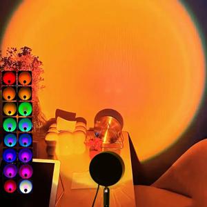 USB 일몰 조명 셀프 사진 램프 LED 무지개 네온 야간 조명 프로젝터 조명 침실 홈 장식 분위기 조명
