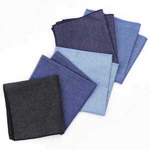 남성용 캐주얼 스퀘어 포켓 손수건, 단색 데님 코튼 손수건, 화이트 블랙 레드 블루 포켓