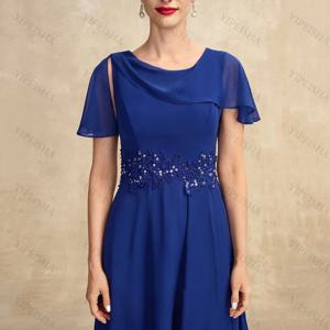 맞춤형 A 라인 원피스 스팽글 레이스 아플리케 쉬폰, 포멀 웨딩 하객 원피스, 패션 트렌드를 주도